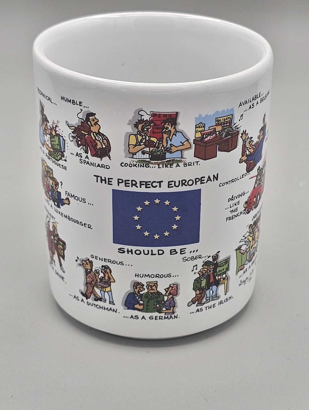 Vtg 1991 The Perfect European Should Be Mug John Hughes-Wilson Ceramic England